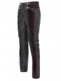 Black and Red Retro Gothic Embroidery Velvet Panel Pants for Men