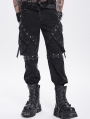Black and Silver Studded Punk Gothic Detachable Pants for Men