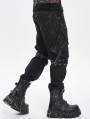 Black and Silver Studded Punk Gothic Detachable Pants for Men