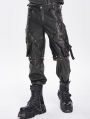 Black and Bronze Studded Punk Gothic Detachable Pants for Men