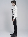 White Gothic Floral Pattern Swallow-Tailed Shirt for Men
