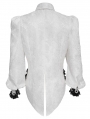 White Gothic Floral Pattern Swallow-Tailed Shirt for Men