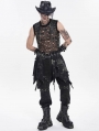 Black Gothic Punk Distressed Irregular Short Skirt for Men