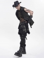 Black Gothic Punk Distressed Irregular Short Skirt for Men