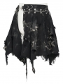 Black Gothic Punk Distressed Irregular Short Skirt for Men