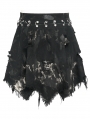 Black Gothic Punk Distressed Irregular Short Skirt for Men