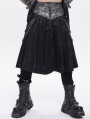 Black Gothic Punk O-ring Belted Chain Skirt for Men