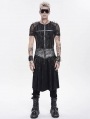 Black Gothic Punk O-ring Belted Chain Skirt for Men