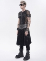 Black Gothic Punk O-ring Belted Chain Skirt for Men