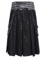 Black Gothic Punk O-ring Belted Chain Skirt for Men