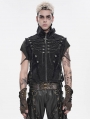 Black Gothic Punk Distressed Chain Waistcoat for Men
