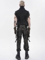 Black Gothic Punk Distressed Chain Waistcoat for Men