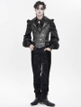 Silver and Black Retro Gothic Embroidery Jacquard Waistcoat for Men