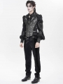 Silver and Black Retro Gothic Embroidery Jacquard Waistcoat for Men