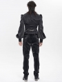 Silver and Black Retro Gothic Embroidery Jacquard Waistcoat for Men