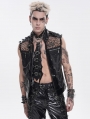 Black Gothic Punk Rock Spiked Leather Vest for Men
