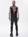Black Gothic Punk Rock Spiked Leather Vest for Men