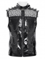 Black Gothic Punk Rock Spiked Leather Vest for Men