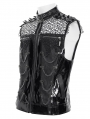 Black Gothic Punk Rock Spiked Leather Vest for Men