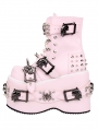 Pink Punk Gothic Skull Buckle Belt Platform Boots