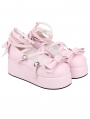 Pink Crossover Strap Bow Platform Lolita Shoes