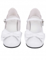 White Lolita Round Toe Bow Strap Flat Shoes