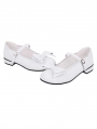 White Lolita Round Toe Bow Strap Flat Shoes