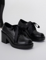 Black Gothic Bow Strap Victorian Leather Shoes