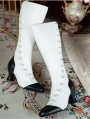 White and Black Beaded Victorian Sculpted Heel Boots
