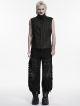 Black Gothic Punk Tattered Denim Pants for Men