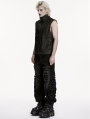 Black Gothic Punk Tattered Denim Pants for Men