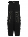 Black Gothic Punk Tattered Denim Pants for Men