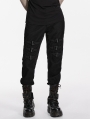 Black Gothic Punk Minimalist Buckle Pants for Men