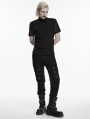 Black Gothic Punk Minimalist Buckle Pants for Men