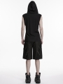 Black Gothic Punk Personalized Side Lace-Up Shorts for Men