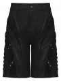 Black Gothic Punk Personalized Side Lace-Up Shorts for Men