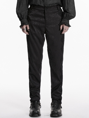 Black Gothic Dark Pattern Jacquard Pants for Men