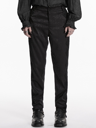 Black Gothic Dark Pattern Jacquard Pants for Men