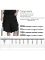 Black Men's Gothic Cargo Shorts with Pockets and Straps