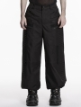 Black Dark Gothic Functional Wide Leg Pants for Men