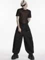 Black Dark Gothic Functional Wide Leg Pants for Men
