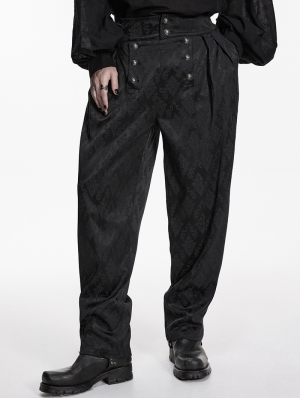 Black Gothic Retro Palace Jacquard Pattern Pants for Men