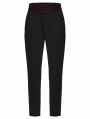 Black and Red Gothic Embroidered Velvet Patched Pants for Men