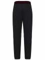 Black and Red Gothic Embroidered Velvet Patched Pants for Men