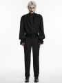 Black Gothic Embroidered Velvet Patched Pants for Men