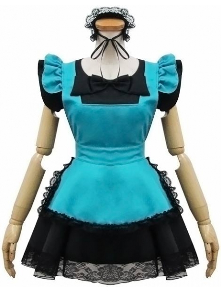 Green and Black French Maid Lolita Dress - Devilnight.co.uk