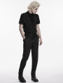 Black Gothic Embroidered Skeleton Pattern Pants for Men