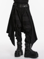 Black Gothic Punk Irregular Stud Belted Skirt for Men