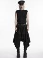 Black Gothic Punk Irregular Stud Belted Skirt for Men