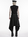 Black Gothic Punk Irregular Stud Belted Skirt for Men